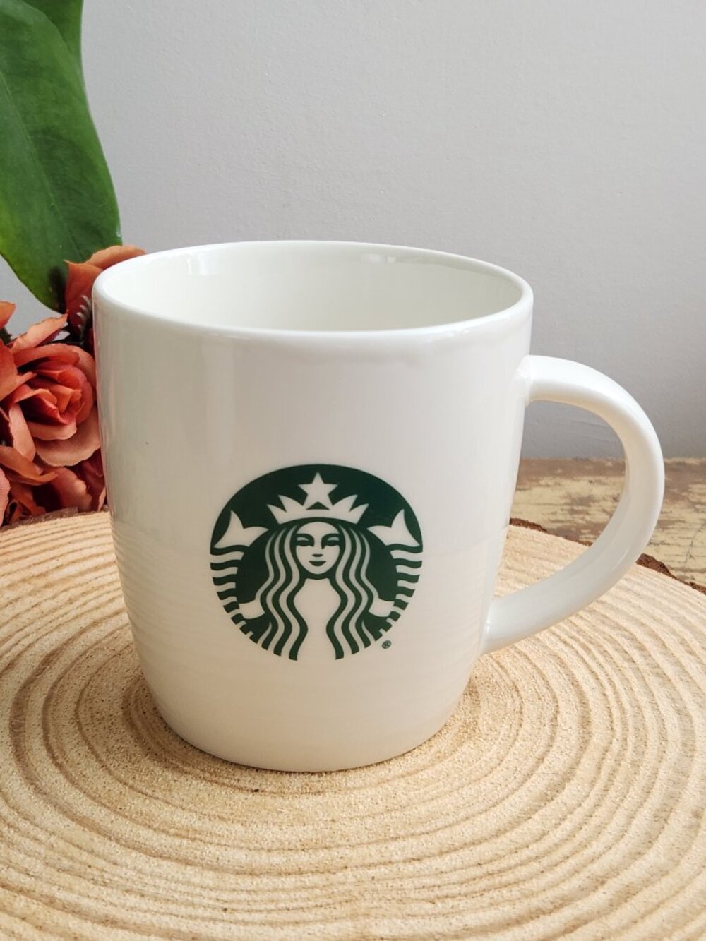 Starbucks Coffee Mug Classic White Design Green Siren Logo 12 Oz